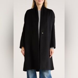 Vince Collarless Wool Blend Longline Coat